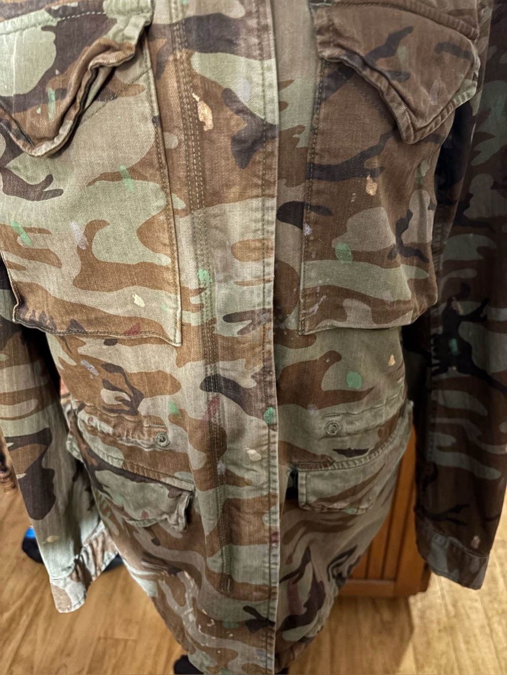Ralph Lauren Denim & Supply Camo Utility Jacket Back American Flag Women's M - Picture 3 of 11